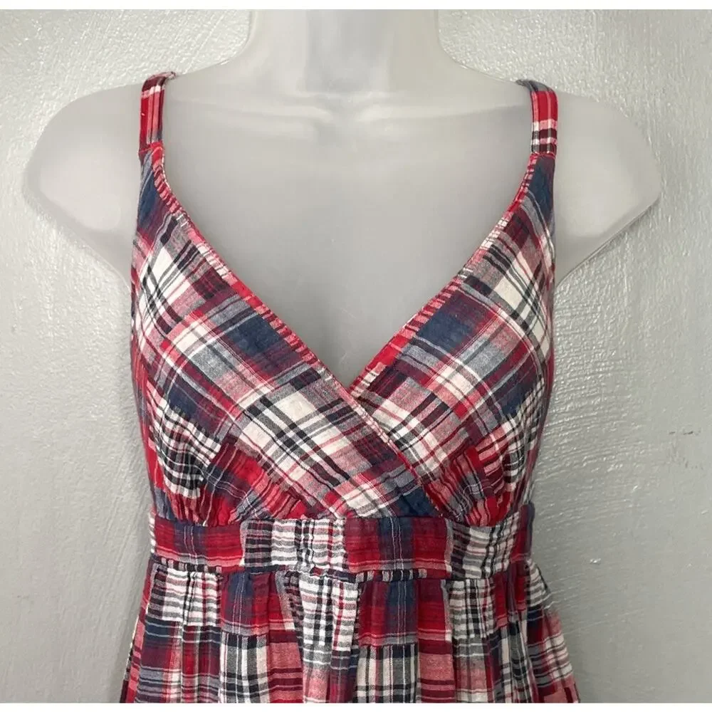 Madres Plaid SunDress Size 14 Babydoll Country Cotton Patchwork Boho Summer Y2K - Picture 3 of 10